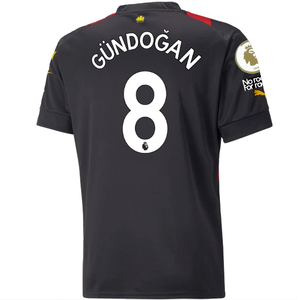 Puma Manchester City Ilkay Gundogan Away Jersey w/ EPL + No Room For Racism Patches 22/23 (Puma Black/Tango Red)