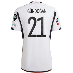 adidas Germany Ilkay Gundogan Home Jersey w/ Euro Qualifying Patches 22/23 (White/Black)