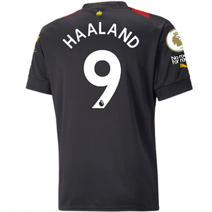 Puma Manchester City Erling Haaland Away Jersey w/ EPL + No Room For Racism Patches 22/23 (Puma Black/Tango Red)
