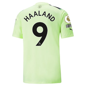 Puma Manchester City Erling Haaland Third Jersey w/ EPL + No Room For Racism Patches 22/23 (Fizzy Light/Parisian Night)