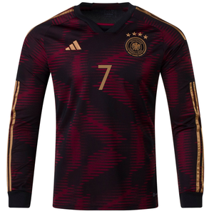 adidas Germany Kai Havertz Away Long Sleeve Jersey 22/23 (Black/Burgundy)