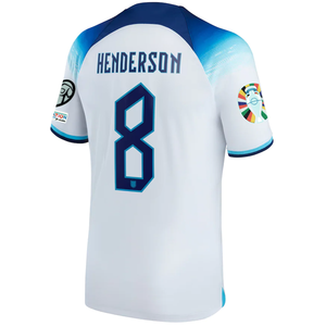 Nike England Jordan Henderson Home Jersey w/ Euro Qualifying Patches 22/23 (White/Blue Fury/Blue Void)