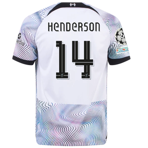 Nike Liverpool Jordan Henderson Away Jersey w/ Champions League Patches 22/23 (White/Black)