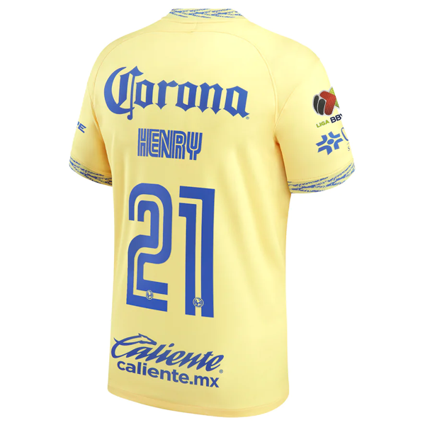 Nike Club America Henry Martin Home Jersey w Liga MX Patch 22 23 Lemon Chiffon Medium Blue