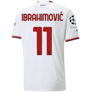 Puma AC Milan Zlatan Ibrahimovic Away Jersey w/ Champions League + Scudetto Patches 22/23 (White)