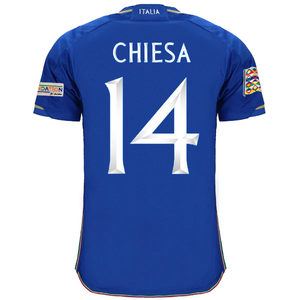 adidas Italy Federico Chiesa Home Jersey w/ Euro Champion + Nations League Patches 22/23 (Blue)