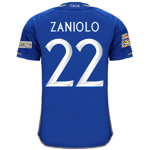 adidas Italy Nicolò Zaniolo Home Jersey w/ Euro Champion + Nations League Patches 22/23 (Blue)