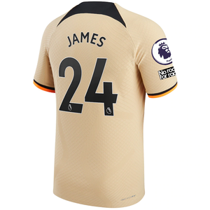 Nike Chelsea Match Authentic Reece James Third Jersey w/ EPL + No Room For Racism + Club World Cup Patch 22/23 (Sesame/Black)