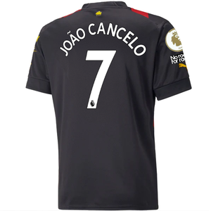 Puma Manchester City Joao Cancelo Away Jersey w/ EPL + No Room For Racism Patches 22/23 (Puma Black/Tango Red)