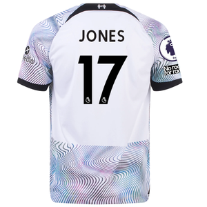 Nike Liverpool Curtis Jones Away Jersey w/ EPL + No Room For Racism Patches 22/23 (White/Black)