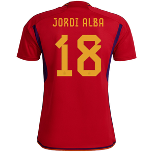adidas Spain Jordi Alba Home Jersey 22/23 (Team Power Red/Team Navy Blue)
