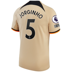 Nike Chelsea Jorginho Third Jersey w/ EPL + No Room For Racism + Club World Cup Patches 22/23 (Sesame/Black)