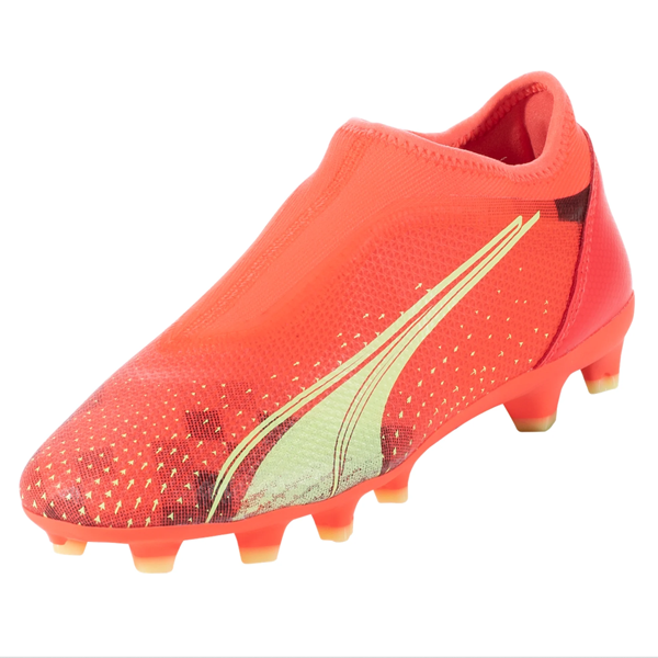 Puma Jr. Ultra Match Laceless FG/AG (Coral/Fizzy Light/Black) - Soccer Wearhouse