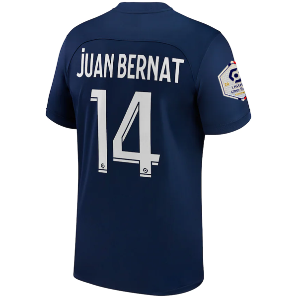 Camiseta de local Nike Paris Saint-Germain Juan Bernat con parche de campeón de la Ligue 1 22/23 (azul marino medianoche/blanco)