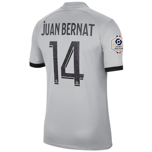 Nike Paris Saint-Germain Juan Bernat Away Jersey w/ Ligue 1 Champion Patch 22/23 (Light Smoke/Black)