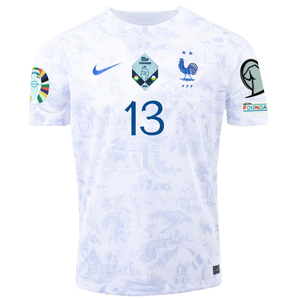 Nike France N'golo Kante Away Jersey w/ Nations League Champion Patch + Euro Qualifying Patches 22/23 (White)