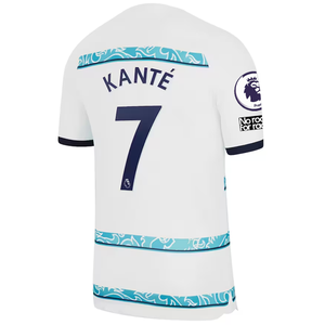 Nike Chelsea N'Golo Kante Away Jersey w/ EPL + Club World Cup Patches 22/23 (White/College Navy)