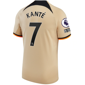 Nike Chelsea N'Golo Kante Third Jersey w/ EPL + No Room For Racism + Club World Cup Patches 22/23 (Sesame/Black)