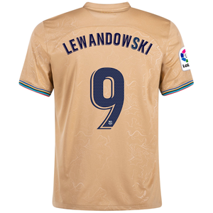 Nike Barcelona Robert Lewandowski Away Jersey w/ La Liga Patch 22/23 (Club Gold)