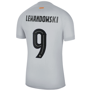 Nike Barcelona Robert Lewandowski Third Jersey w/ Europa League Patches 22/23 (Sky Grey/Black)