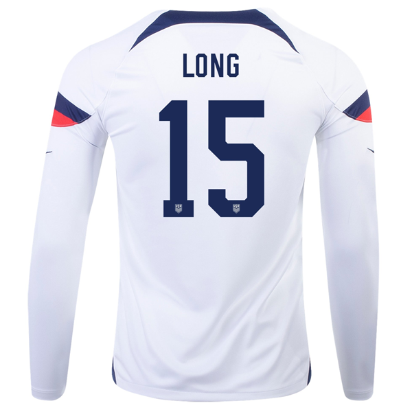 Nike Estados Unidos Aaron Long Home Camiseta de manga larga 22/23 (Blanco/Azul)