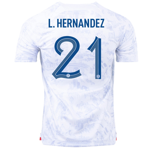 Nike France Lucas Hernandez Away Jersey w/ World Cup Champion Patch 22/23 (White)