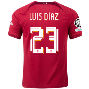 Nike Liverpool Luis Diaz Home Jersey w/ Champions League Patches 22/23 (Tough Red/Team Red)