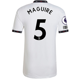 adidas Mancheser United Harry Maguire Away Jersey w/ EPL + No Room For Racism Patches 22/23 (White)