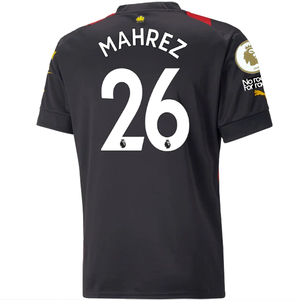Puma Manchester City Riyad Mahrez Away Jersey w/ EPL + No Room For Racism Patches 22/23 (Puma Black/Tango Red)