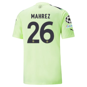 Puma Manchester City Mahrez Jersey w/ Champions League Patches 22/23 (Fizzy Light/Parisian Night)