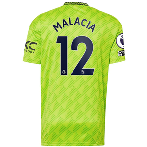adidas Manchester United Tyrell Malacia Third Jersey w/ EPL + No Room For Racism Patches 22/23 (Solar Slime)
