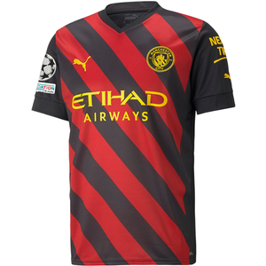 Puma Manchester City Kevin De Bruyne Away Jersey w/ Champions League Patches 22/23 (Puma Black/Tango Red)