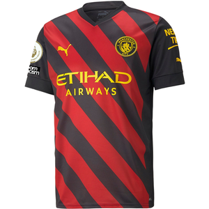Puma Manchester City Cole Palmer Away Jersey w/ EPL + No Room For Racism Patches 22/23 (Puma Black/Tango Red)