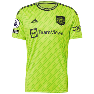 adidas Manchester United Luke Shaw Third Jersey w/ EPL + No Room For Racism Patches 22/23 (Solar Slime)
