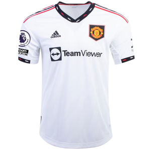 adidas Manchester United Donny Van de Beek Authentic Away Jersey w/ EPL + No Room For Racism Patches 22/23 (White/Black)