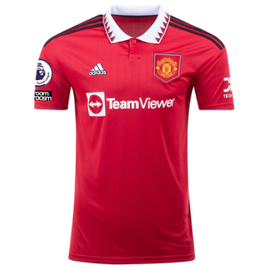 adidas Manchester United Home Jersey w/ EPL + No Room For Racism 22/23 (Real Red)
