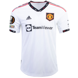adidas Manchester United Authentic Away Jersey w/ Europa League Patches 22/23 (White/Black)