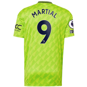 adidas Manchester United Anthony Martial Third Jersey w/ EPL + No Room For Racism Patches 22/23 (Solar Slime)
