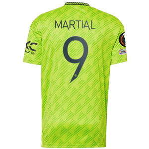 adidas Manchester United Anthony Martial Third Jersey w/ Europa League Patches 22/23 (Solar Slime)