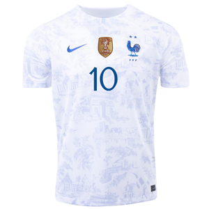 Nike France Kylian Mbappe Away Jersey w/ World Cup Champion Patch 22/23 (White)