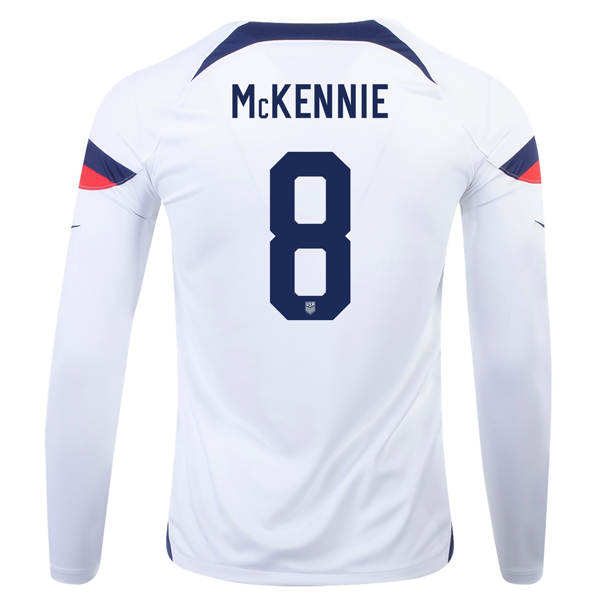 Nike Estados Unidos Weston Mckennie Home Camiseta de manga larga 22/23 (Blanco/Azul)