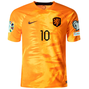 Nike Netherlands Memphis Depay Home Match Authentic Jersey w/ Euro Qualifying Patches 22/23 (Laser Orange/Black)