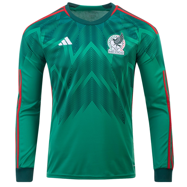 :adidas Mexico 22 Long Sleeve Home Jersey - Vivid Green /  Collegiate Green