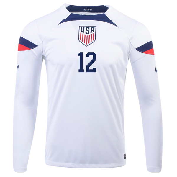 Nike Estados Unidos Miles Robinson Home Camiseta de manga larga 22/23 (Blanco/Azul)