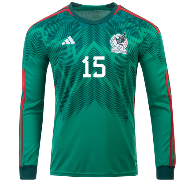 adidas Mexico 22 Long Sleeve Home Jersey - Green, men soccer