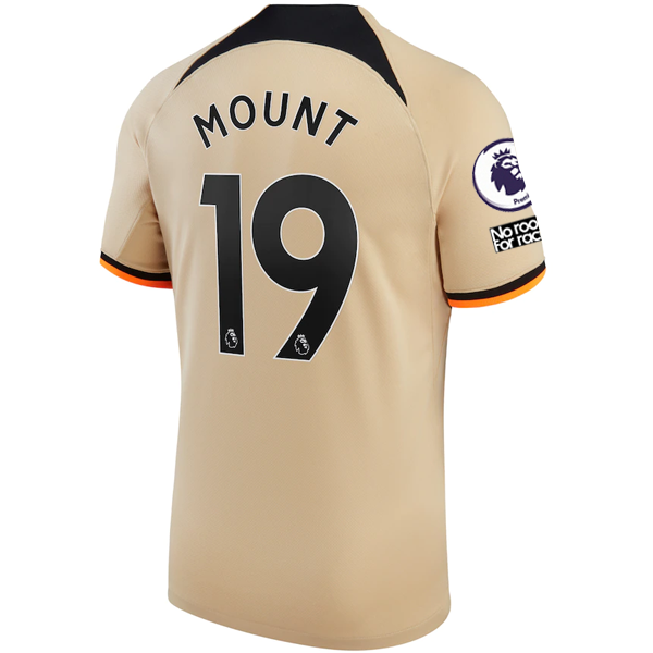 Nike Chelsea Mason Mount Third Jersey con EPL + No Room For Racism + Club World Cup Patches 22/23 (sésamo/negro)