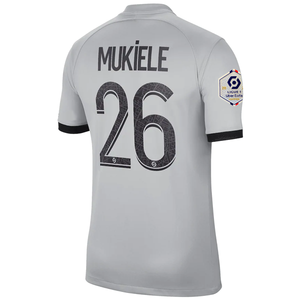 Nike Paris Saint-Germain Mukiele Away Jersey w/ Ligue 1 Champion Patch 22/23 (Light Smoke/Black)