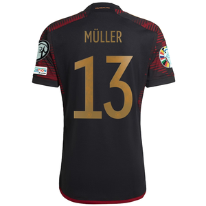 adidas Germany Thomas Muller Away Jersey w/ Euro Qualifier Patches 22/23 (Black/Burgundy)