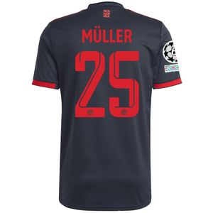 adidas Bayern Munich Thomas Muller Third Jersey w/ Champions League Patches 22/23 (Night Grey)