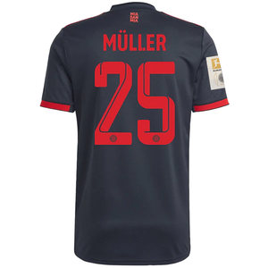 adidas Bayern Munich Thomas Muller Third Jersey w/ Bundesliga +10 Times Winner Patches 22/23 (Night Grey)